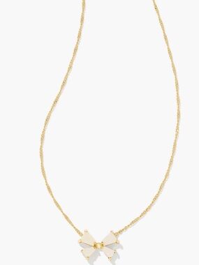 Kendra Scott Gold Necklace with White Bow Pendant